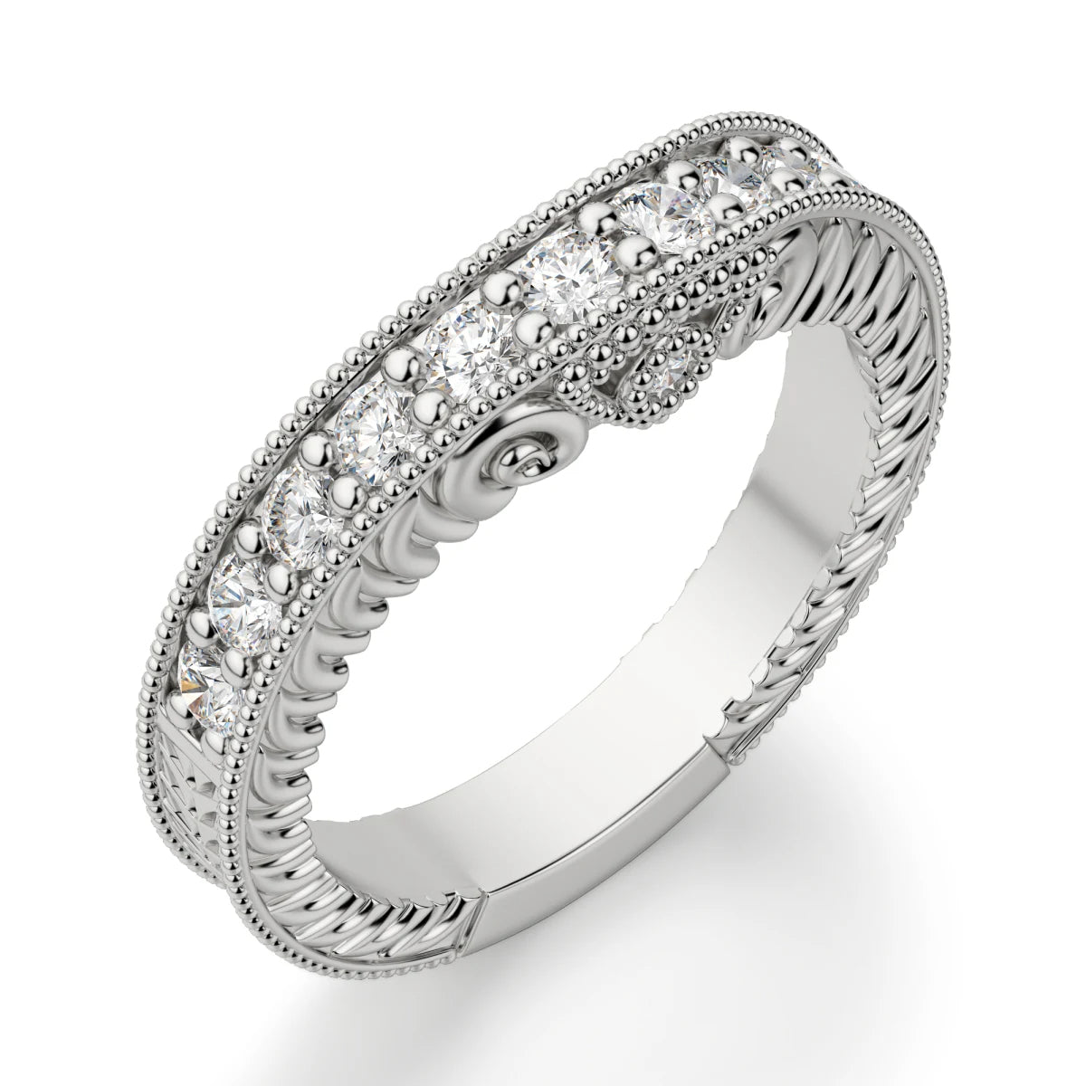 Curved Vintage Round Cut Wedding Ring for Women