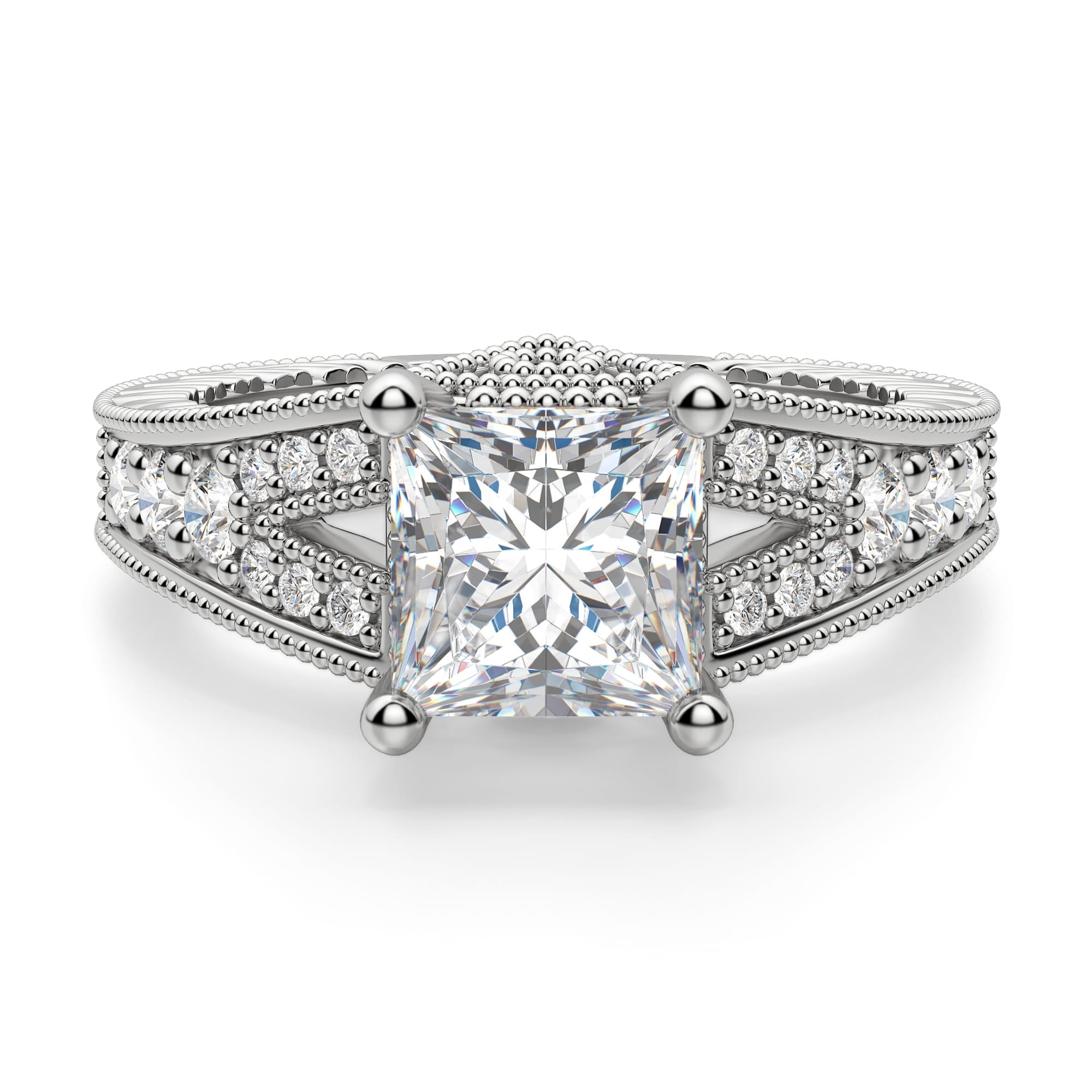 Princess Cut Moissanite Vintage Engagement Ring