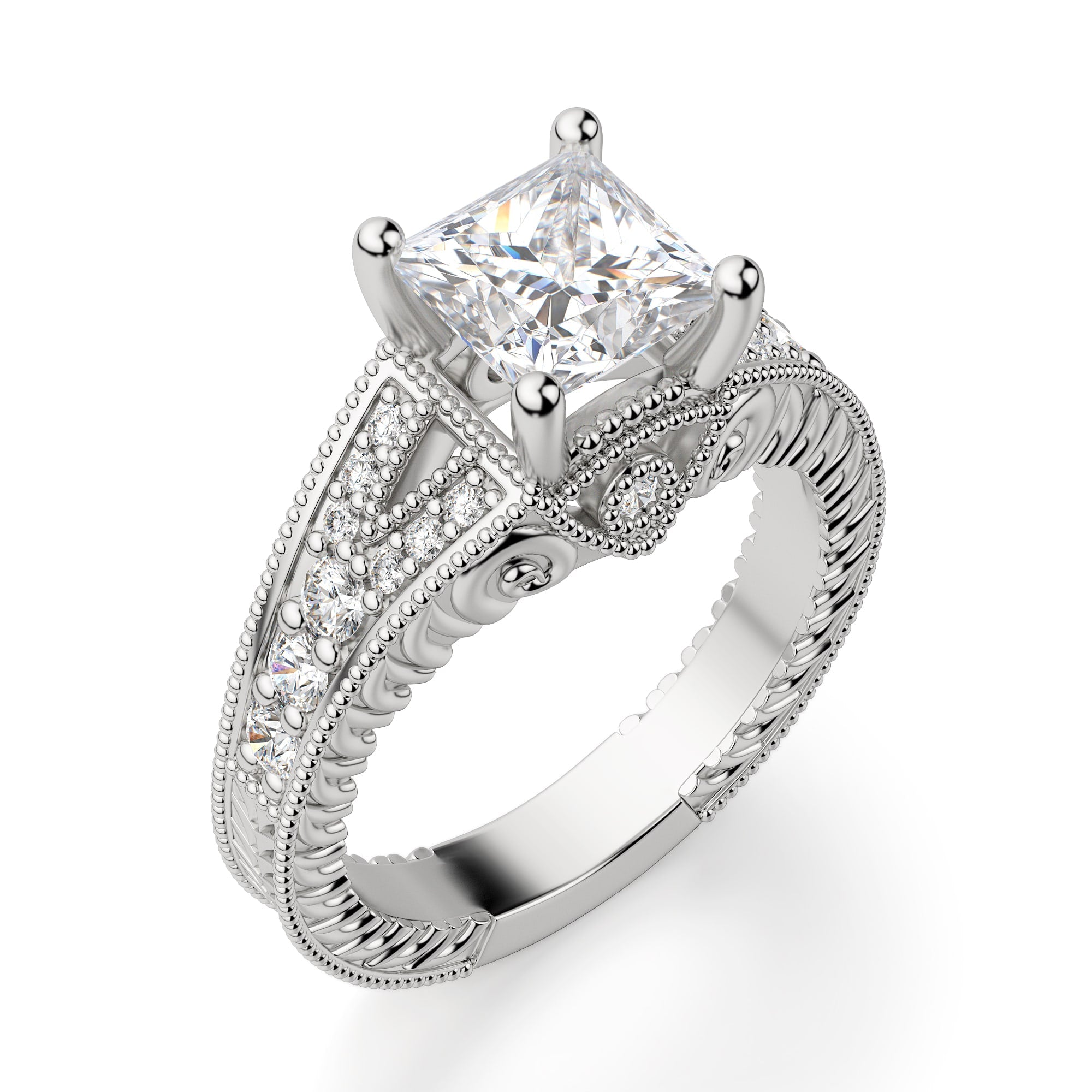 Princess Cut Moissanite Vintage Engagement Ring