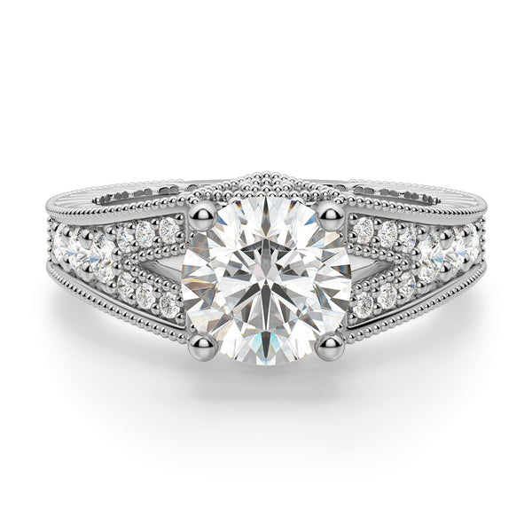 Round Cut Split Shank Vintage Moissanite Ring