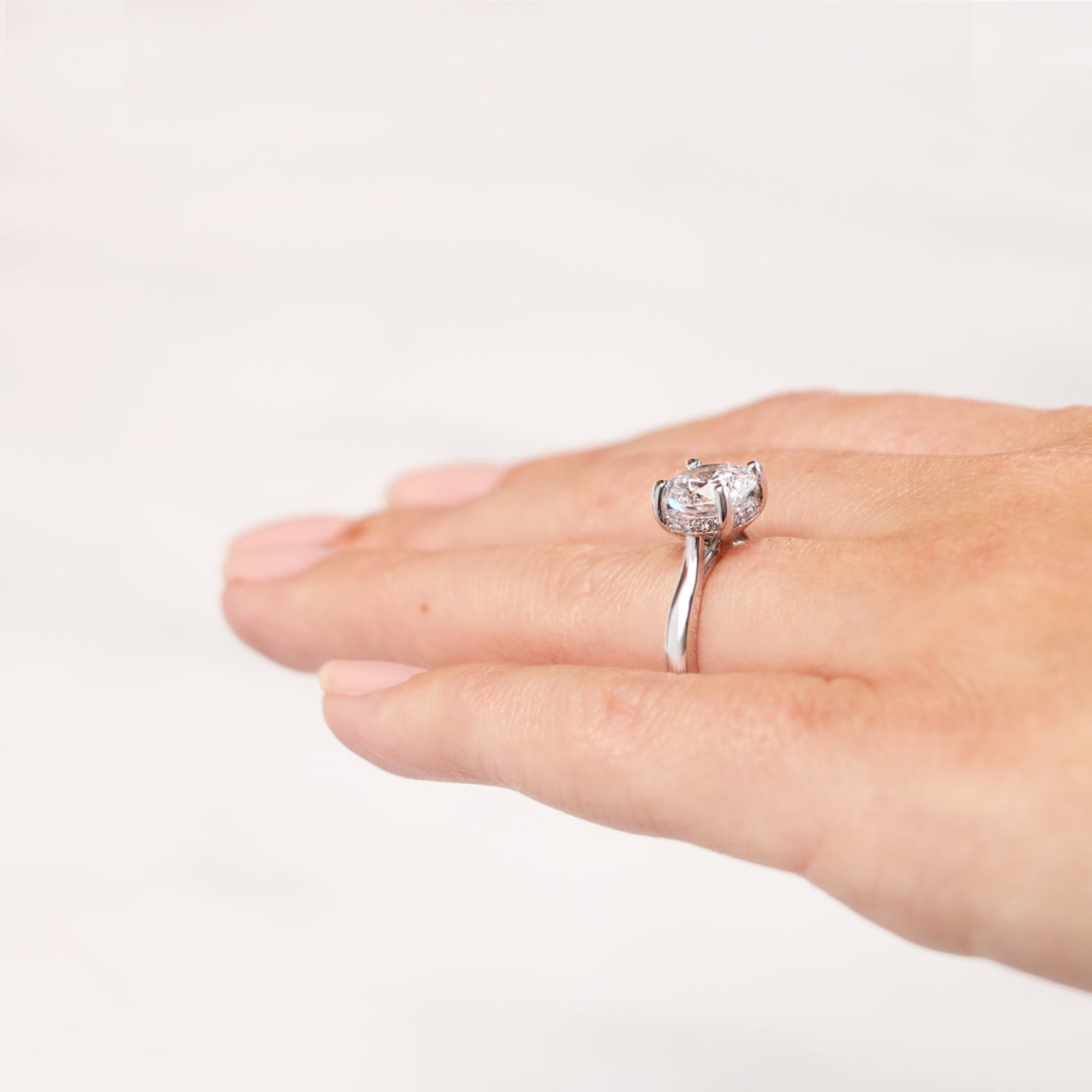 Brilliant Round Cut Hidden Halo Moissanite Ring