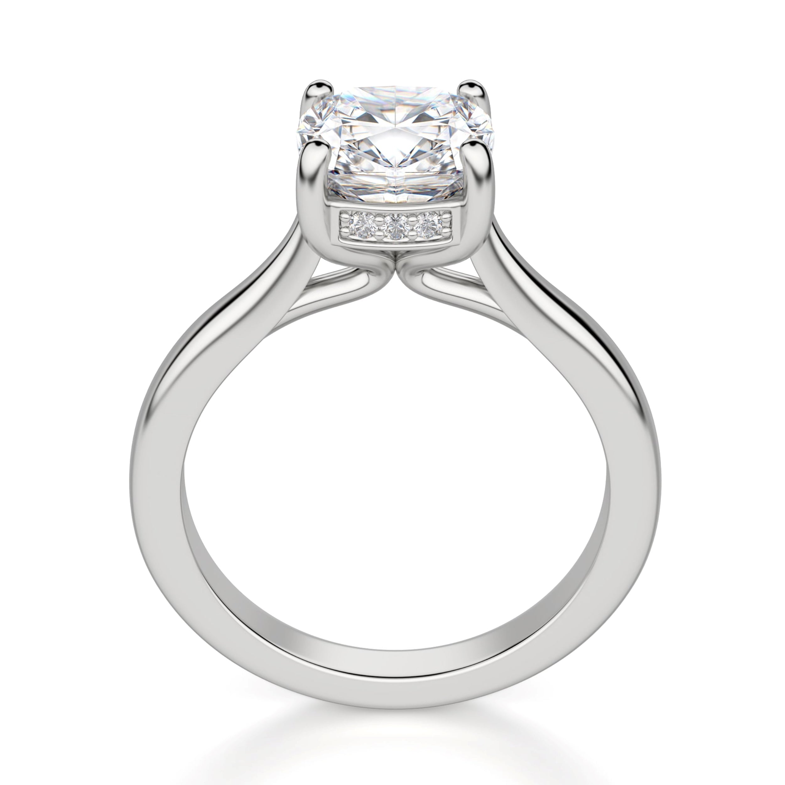 Hidden Halo Cushion Cut Moissanite Engagement Ring