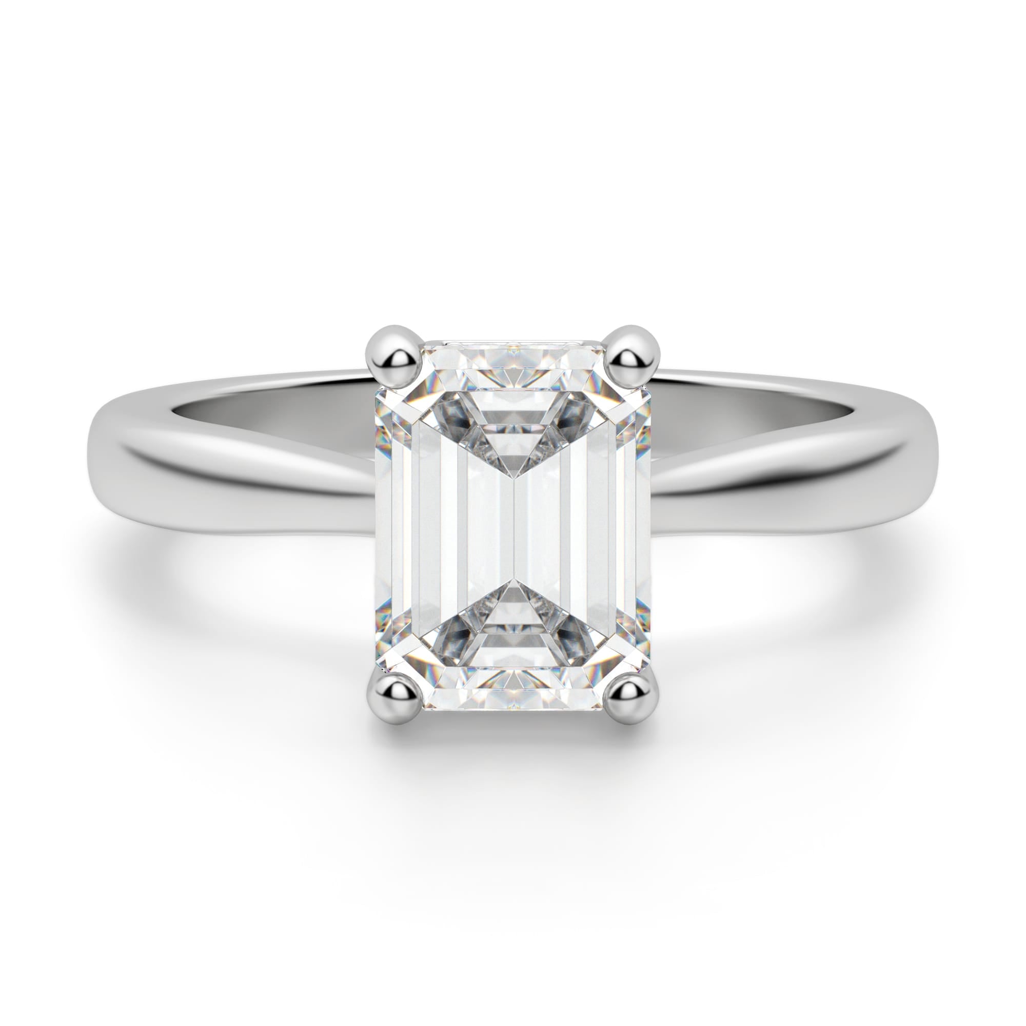 Emerald Cut Hidden Halo Moissanite Engagement Ring