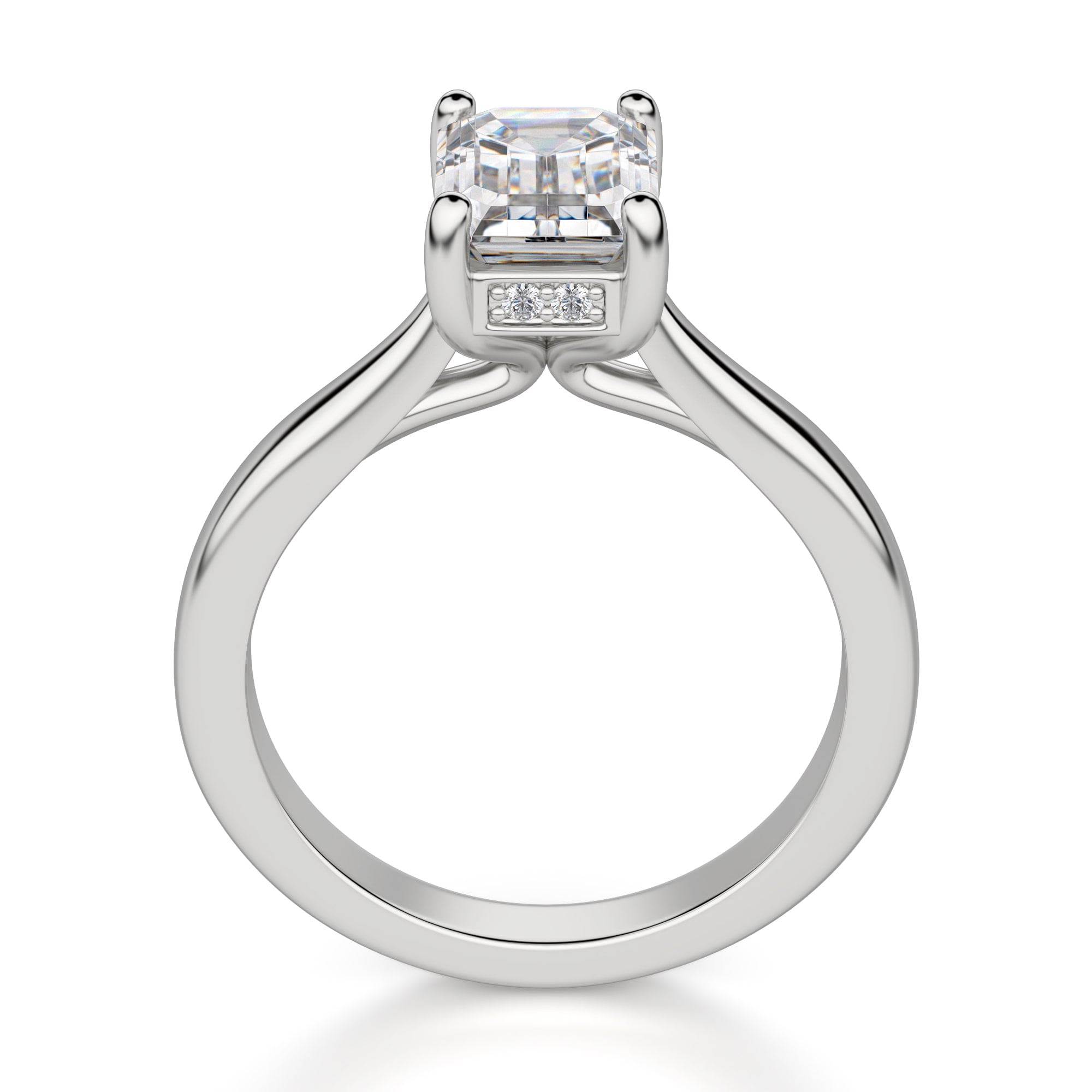 Emerald Cut Hidden Halo Moissanite Engagement Ring