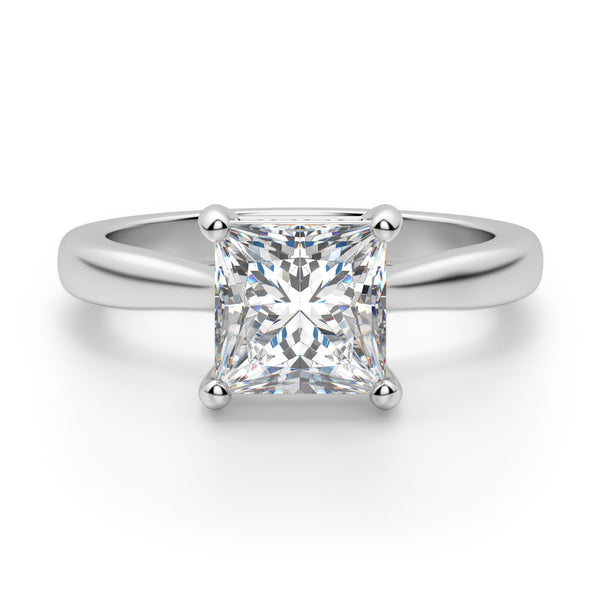 Princess Cut Hidden Halo Moissnaite Engagement Ring