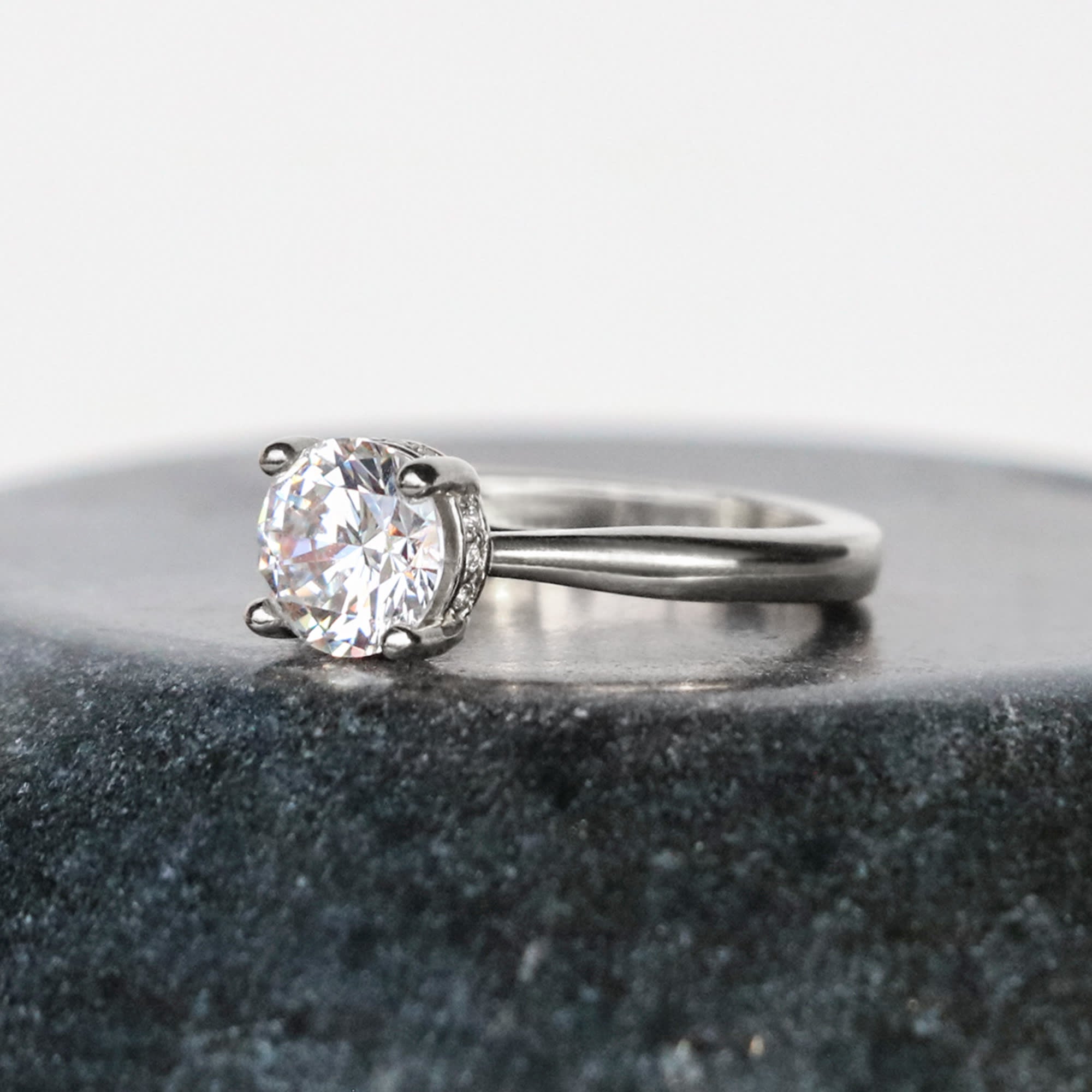 Brilliant Round Cut Hidden Halo Moissanite Ring