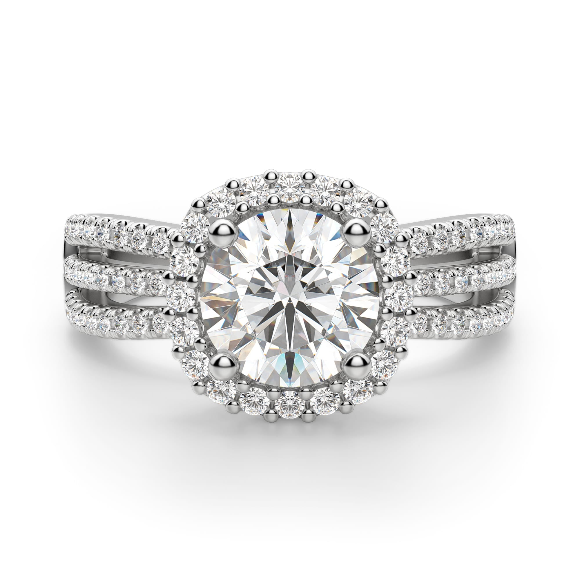 Brilliant Round Cut Halo Vintage Engagement Ring