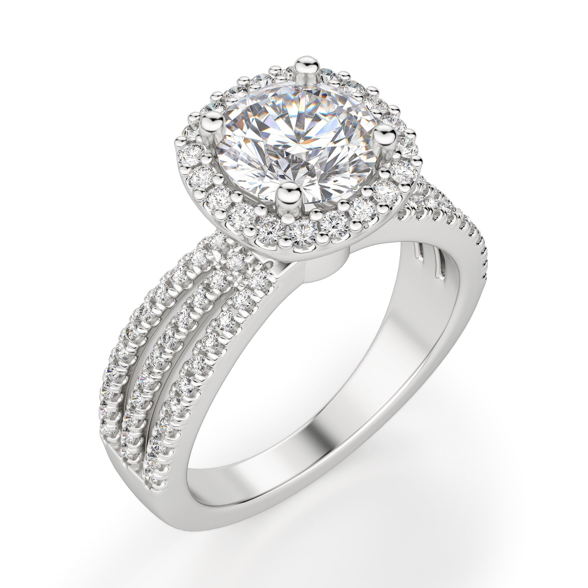 Brilliant Round Cut Halo Vintage Engagement Ring