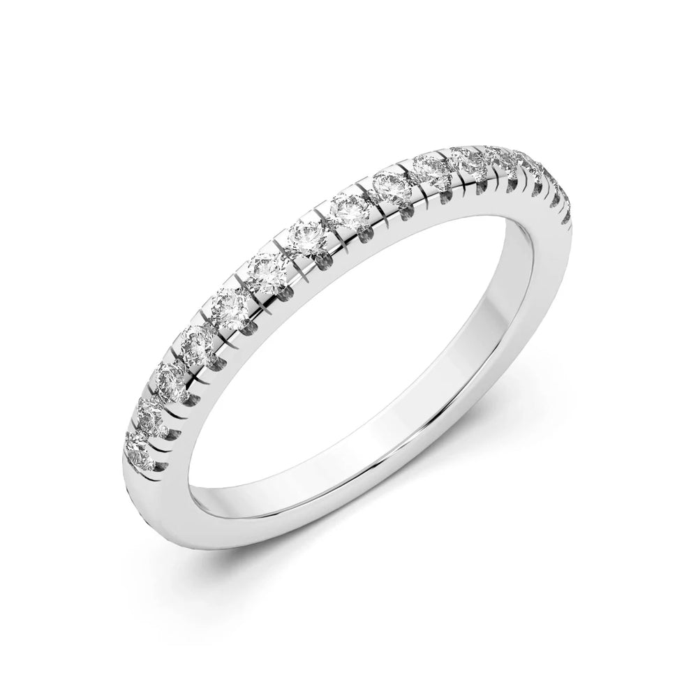 Colorless Round Cut Half Eternity Moissanite Wedding Band