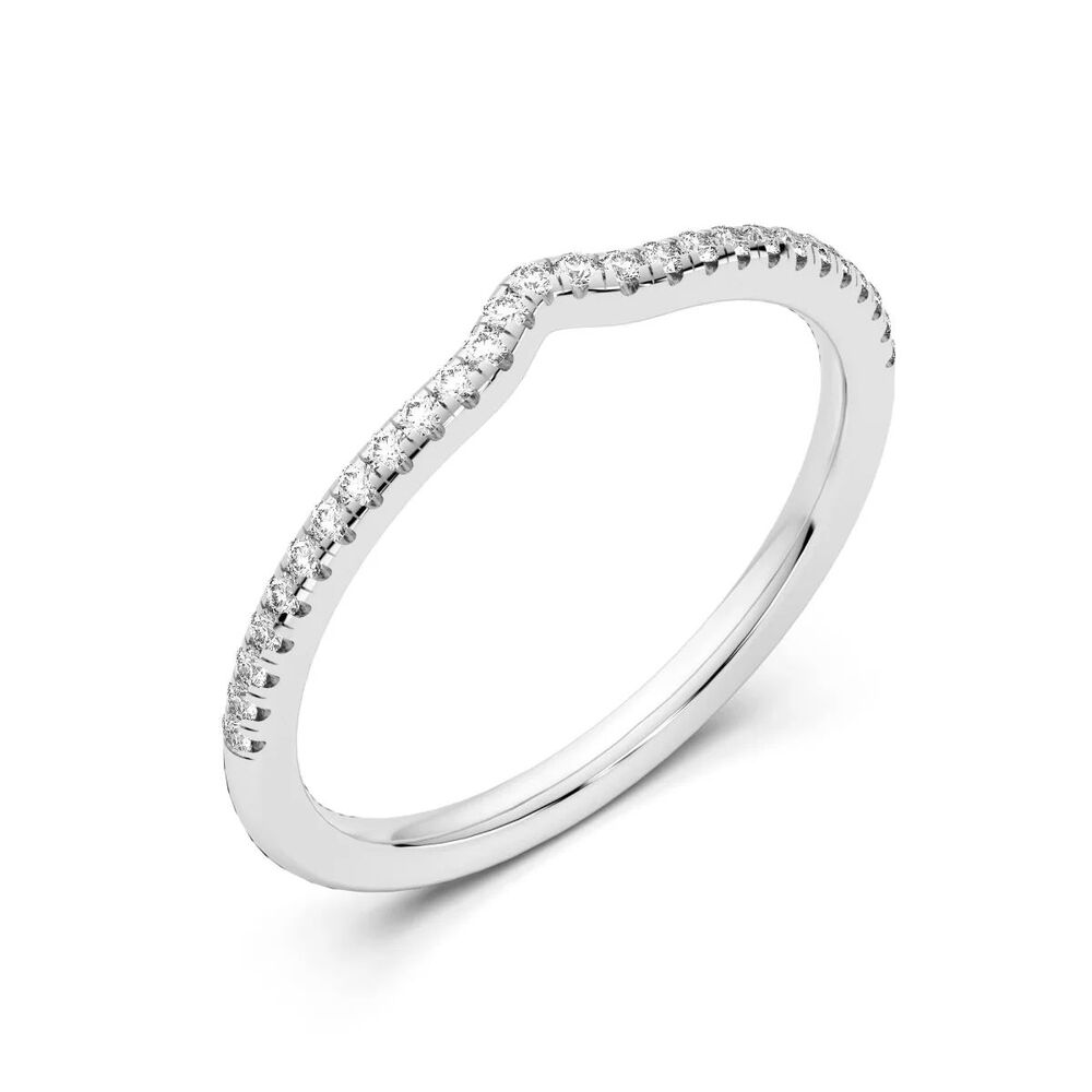 Round Cut Moissanite Curved Style Anniversary Gift Band  For Her