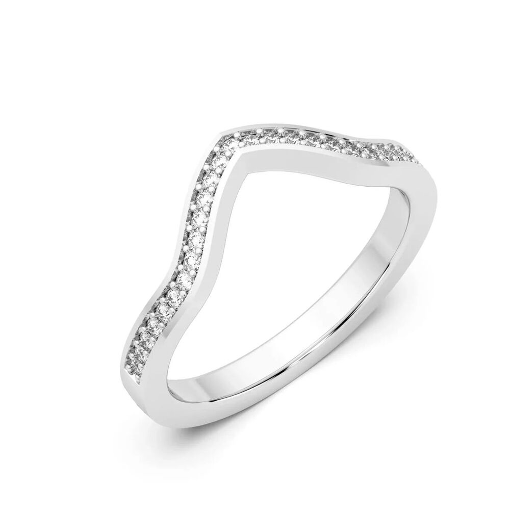 Moissanite Round Cut Chevron Style Wedding Band