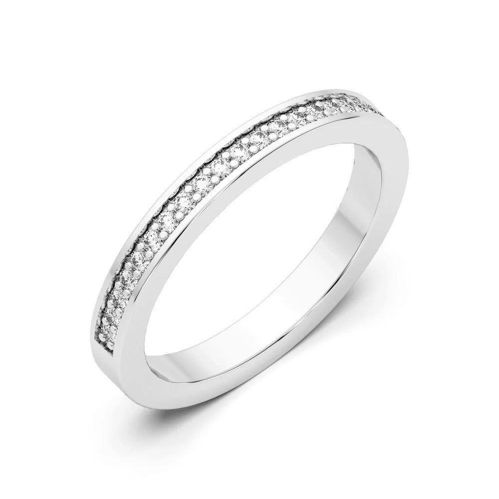 Moissanite Round Cut Half Eternity Wedding Band For Women