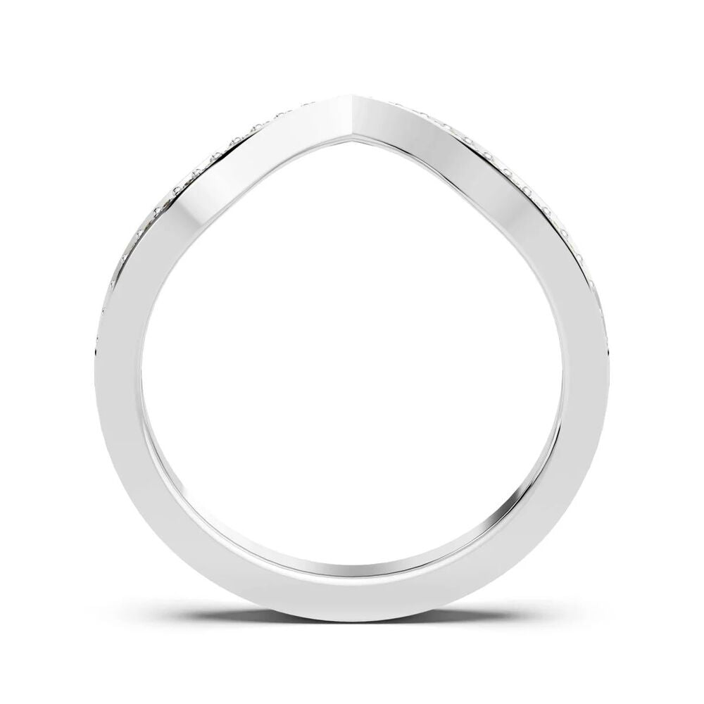 Moissanite Round Cut Chevron Style Wedding Band