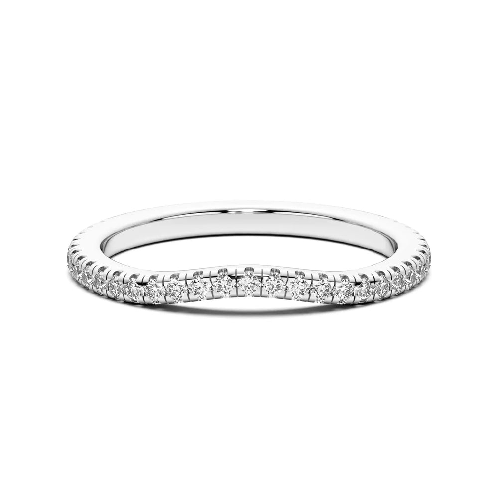 Round Cut Moissanite Curved Style Band For Women
