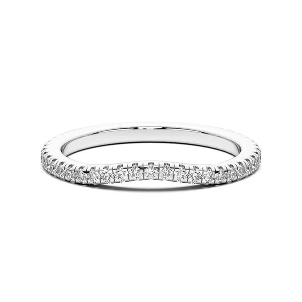 Round Cut Moissanite Curved Style Band For Women