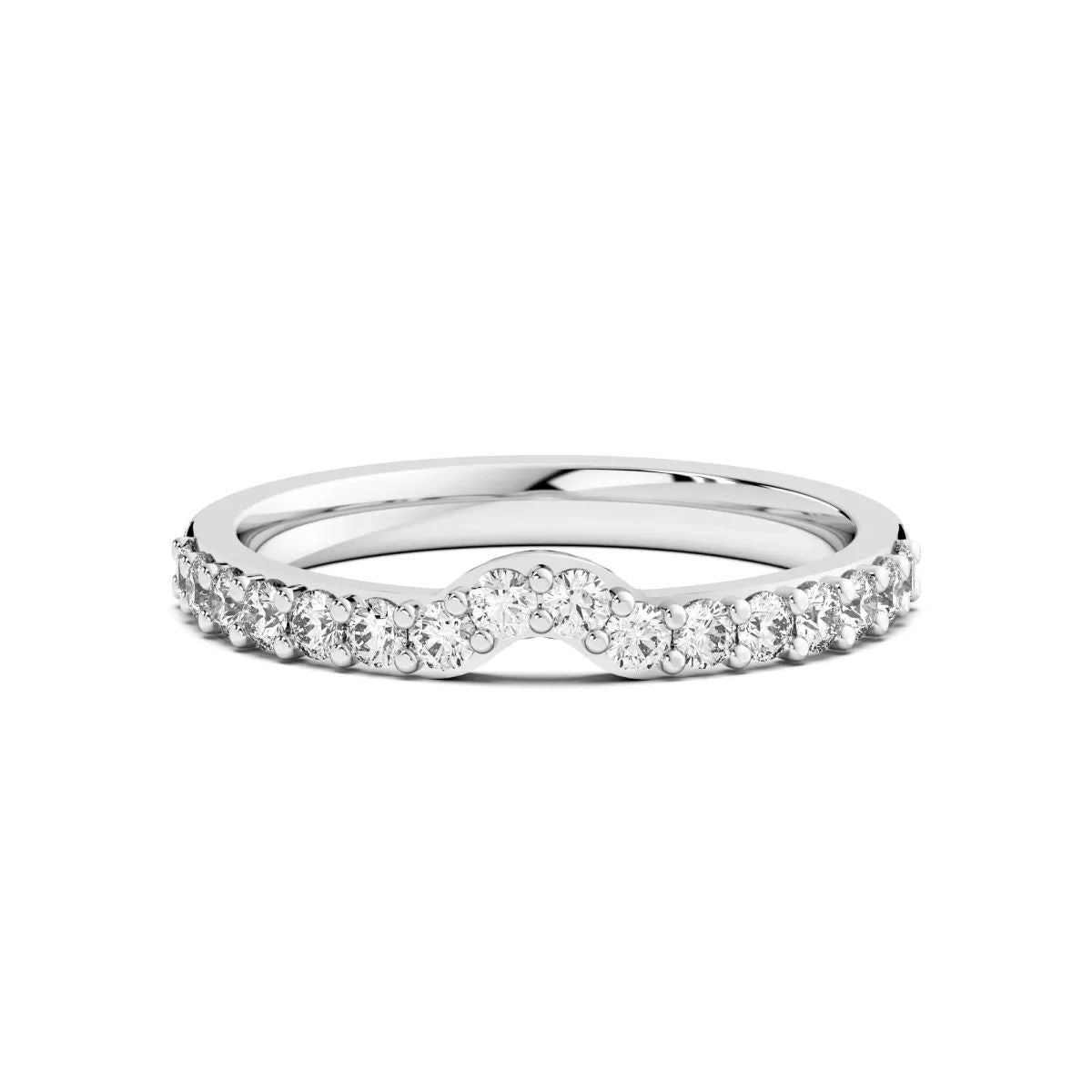 Round Cut Curved Moissanite Matching Band