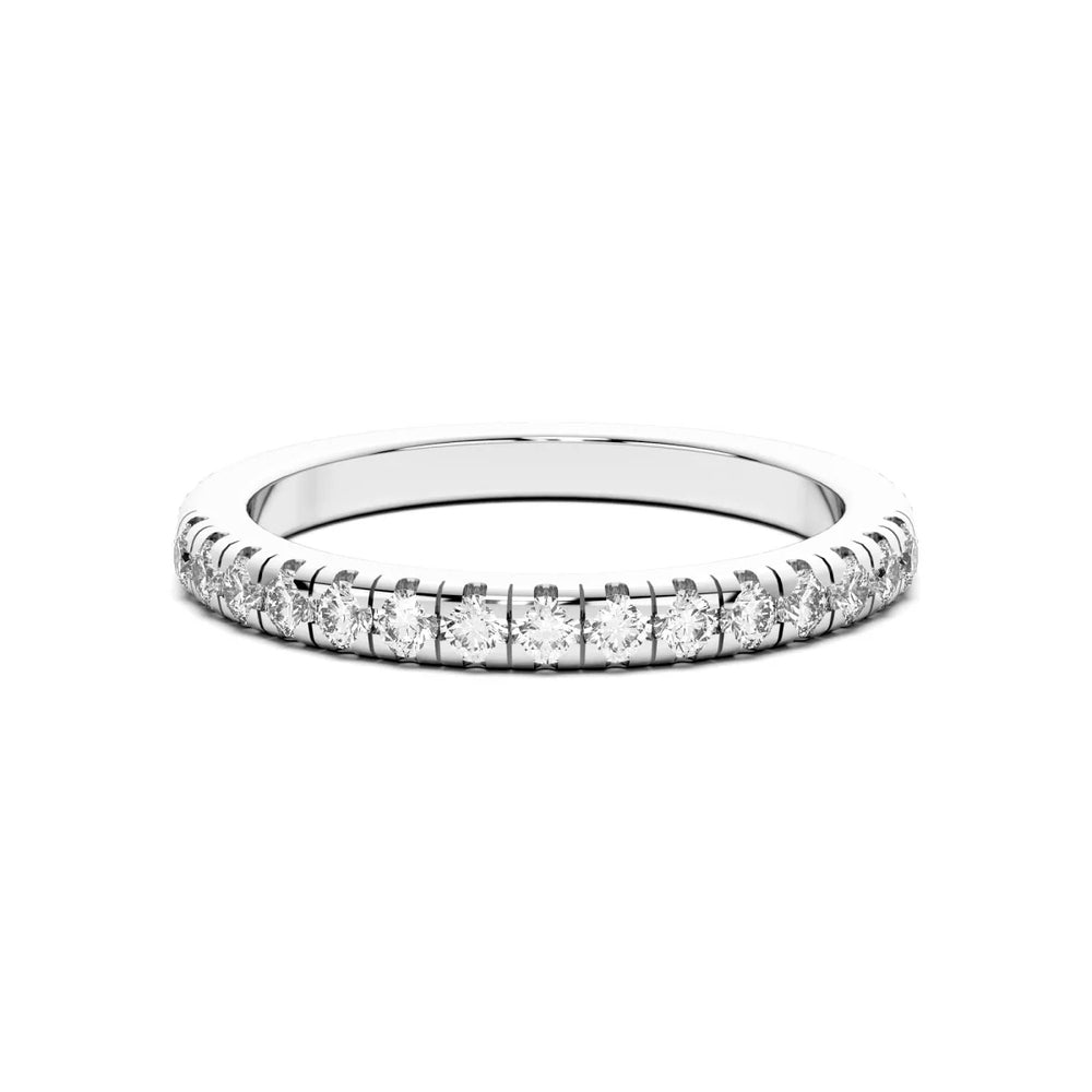 Colorless Round Cut Half Eternity Moissanite Wedding Band