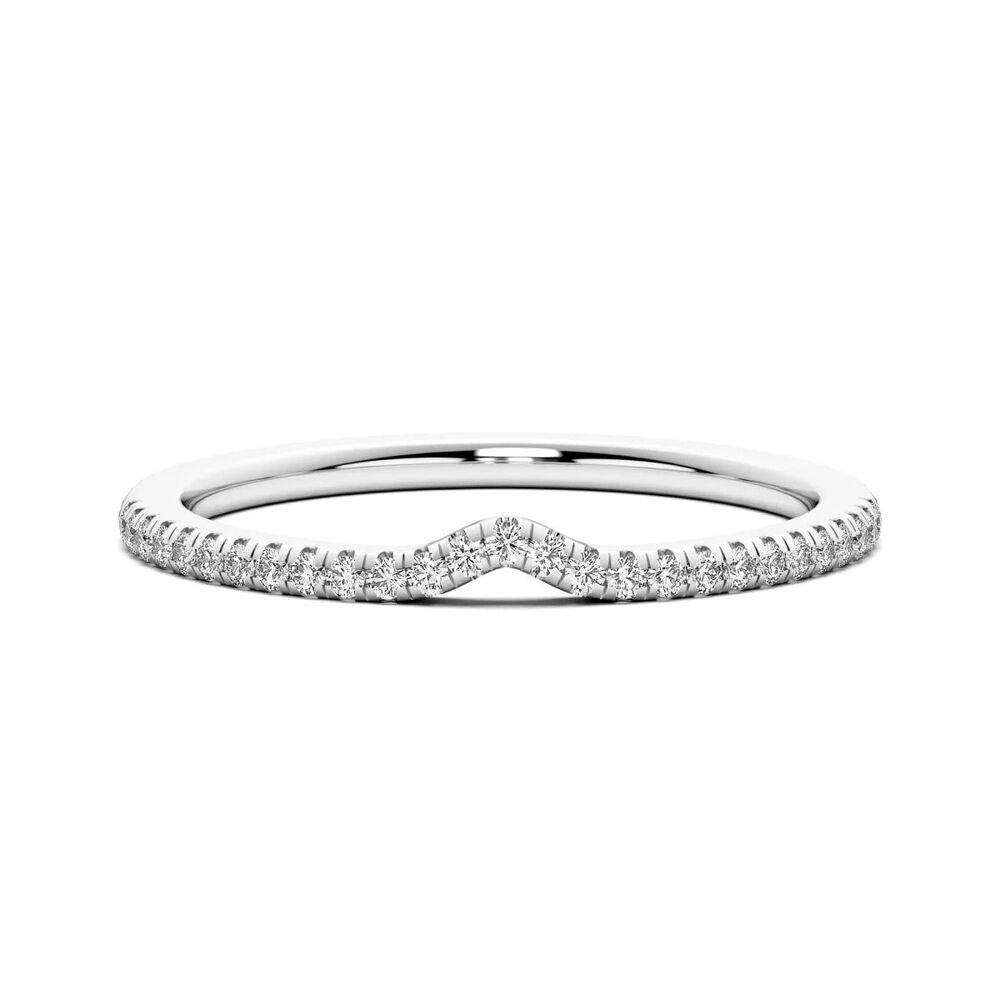 Round Cut Moissanite Curved Style Anniversary Gift Band  For Her
