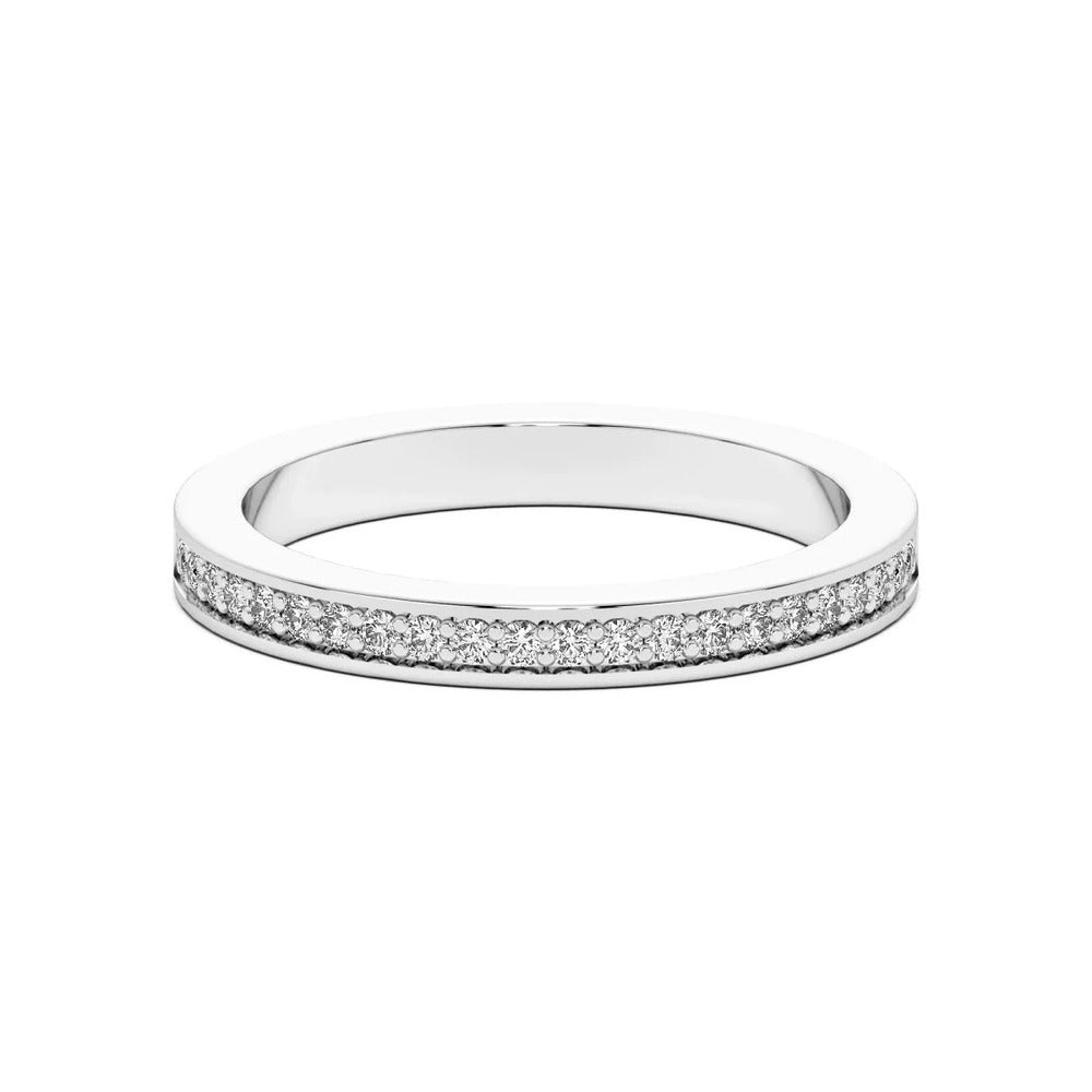 Moissanite Round Cut Half Eternity Wedding Band For Women