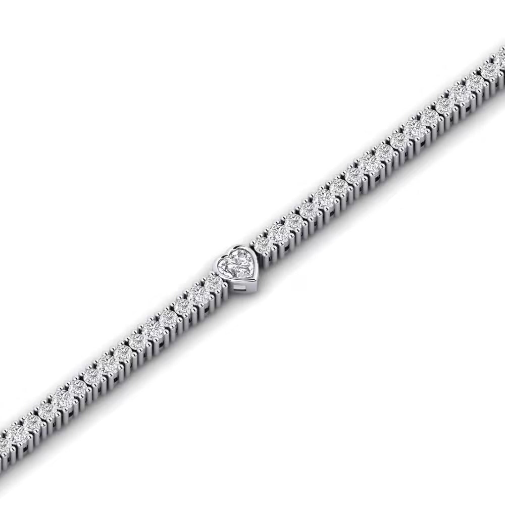 Heart & Round Cut Moissanite Classic Bracelet For Women's