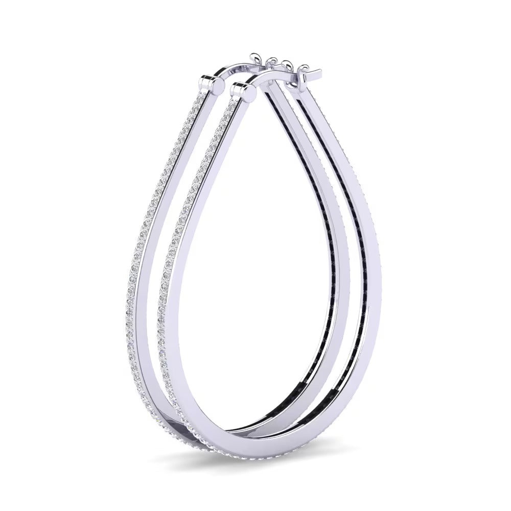 Round Cut Moissanite Pave Set Hoop Earrings For Birthday Gift