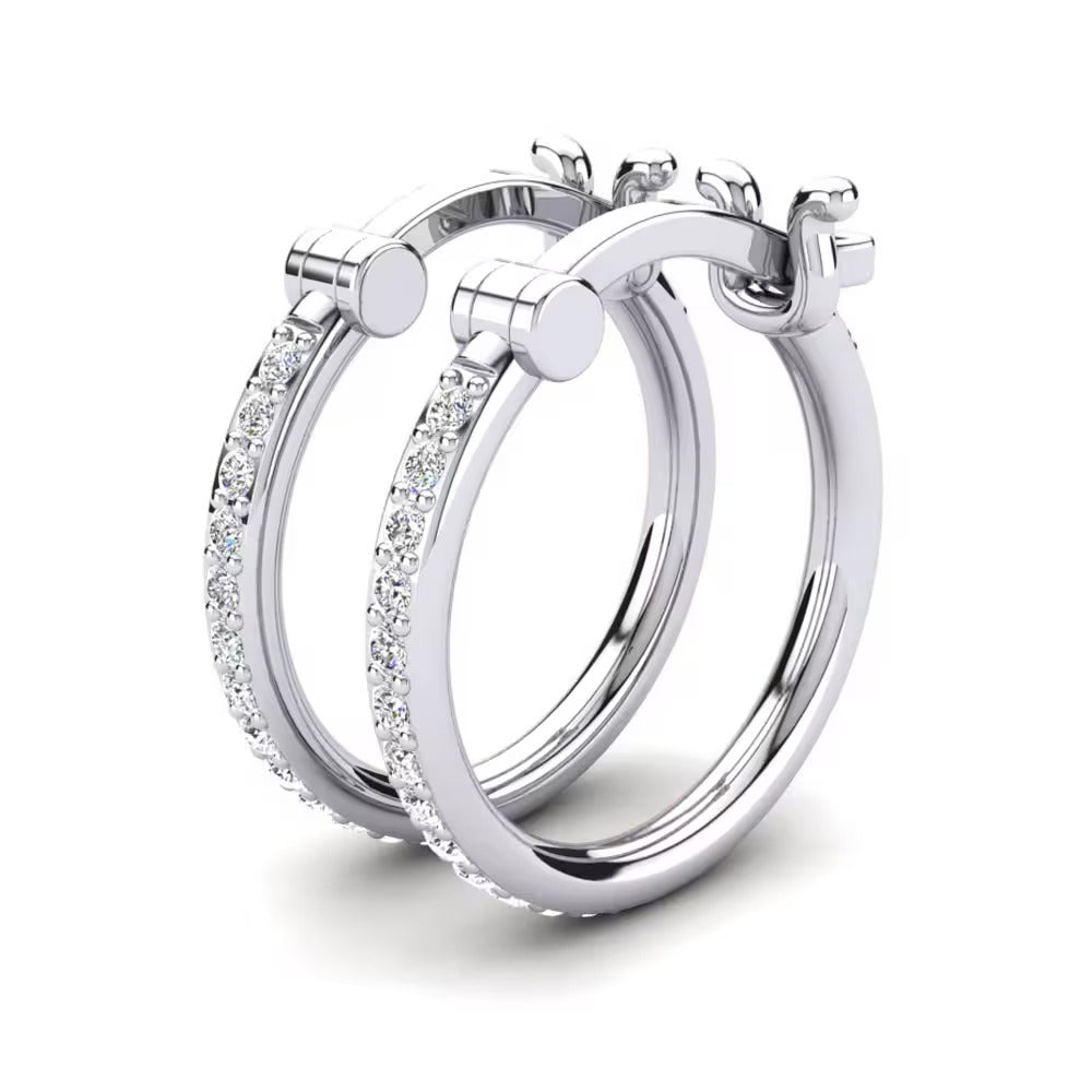 Women's Wear Round Cut Pave Set Moissanite Hoop Earrings