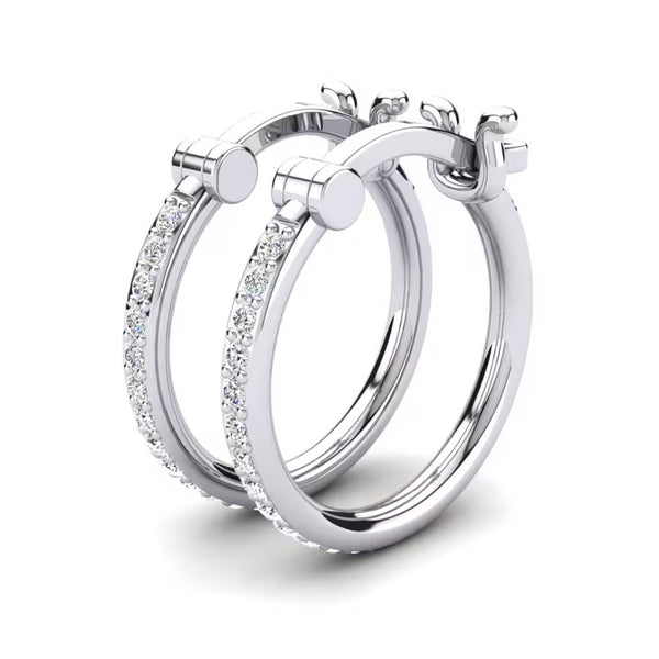 Women's Wear Round Cut Pave Set Moissanite Hoop Earrings