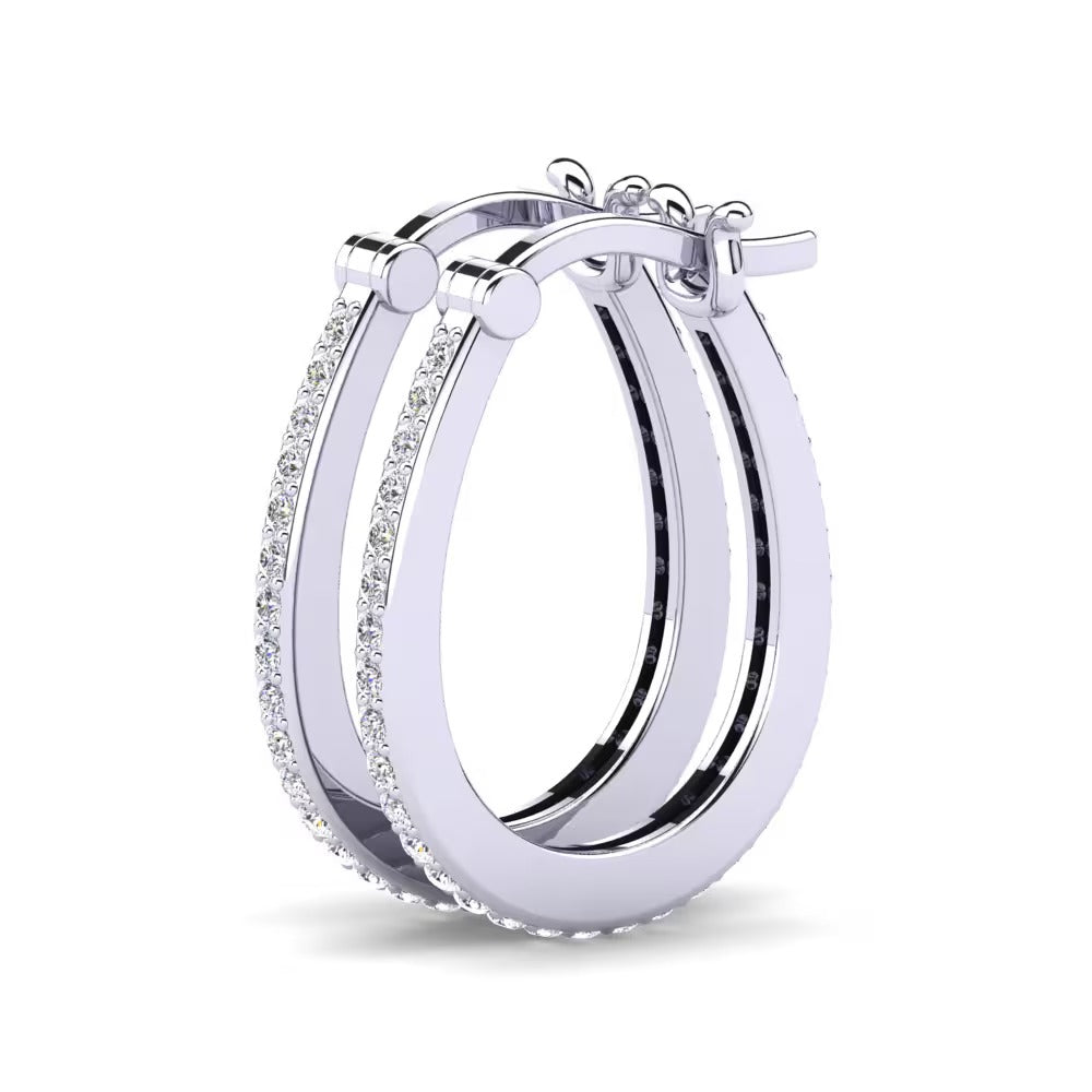 VVS1 Moissanite Round Cut Pave Set Women's Hoop Earrings