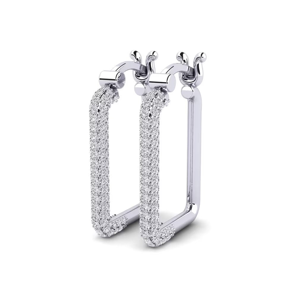Round Cut Moissanite Pave Set Classic Hoop Earrings