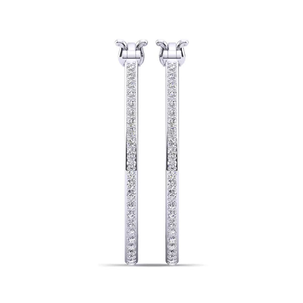 Moissanite Round Cut Pave Set Classic Hoop Earrings