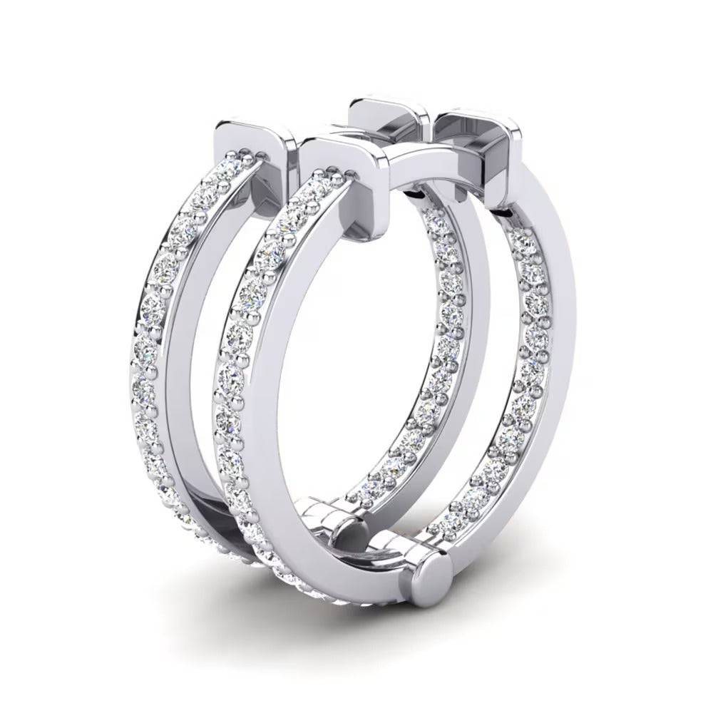 Round Cut Moissanite Hoop Earrings For Anniversary Gift