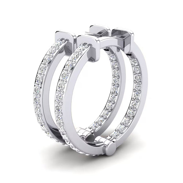 Round Cut Moissanite Hoop Earrings For Anniversary Gift