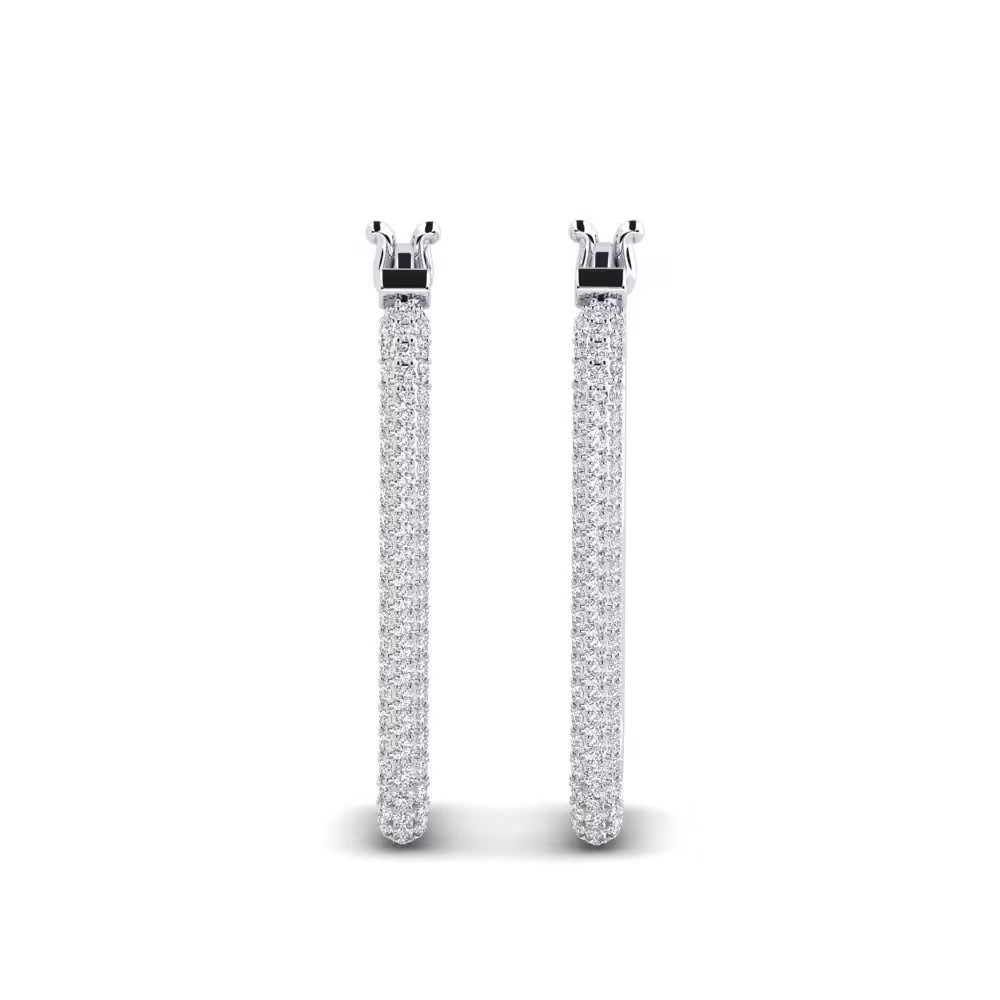 Round Cut Moissanite Pave Set Hoop Earrings For Anniversary Gift
