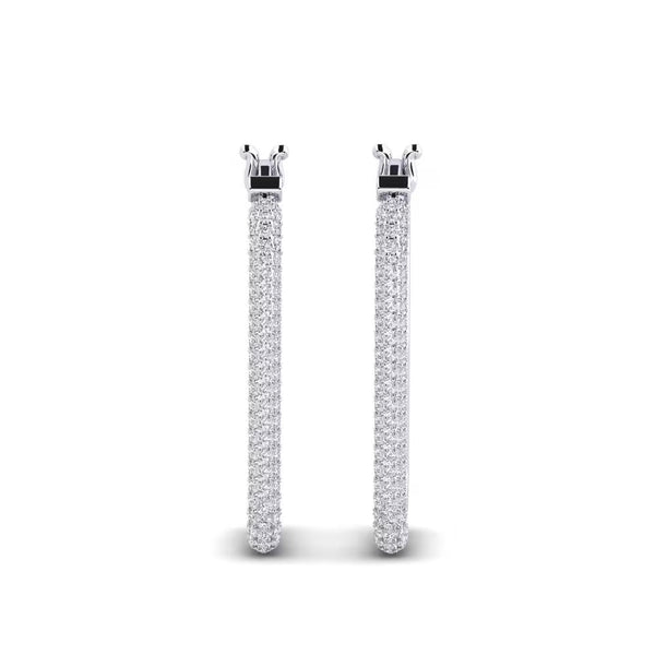 Round Cut Moissanite Pave Set Hoop Earrings For Anniversary Gift