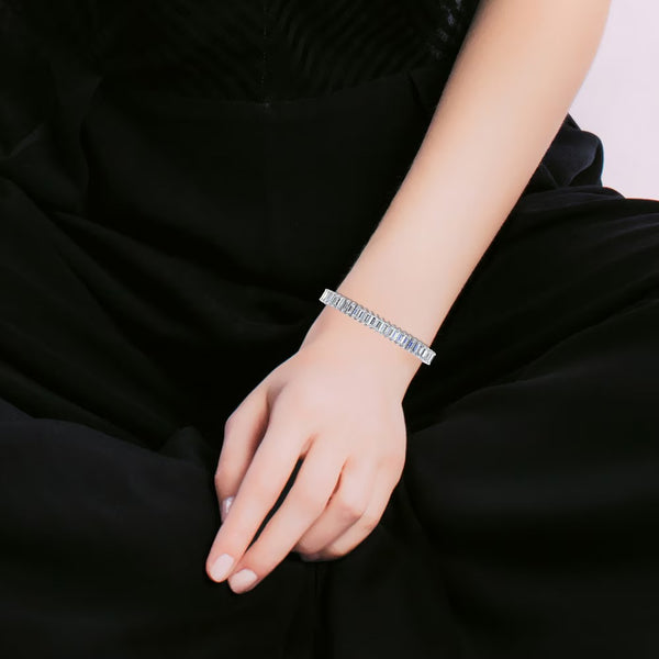 Baguette Cut Moissanite Women's Bracelet For Anniversary Gift