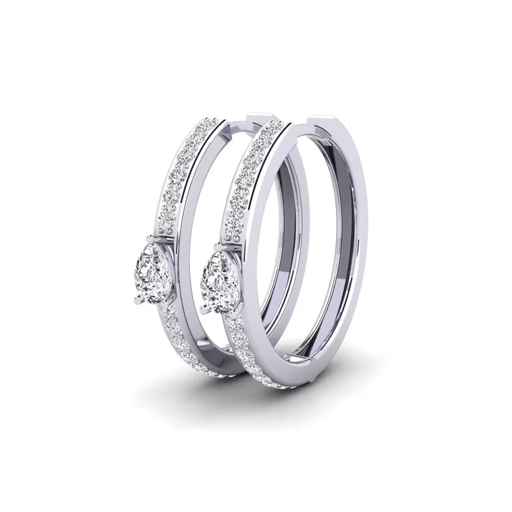 Moissanite Pear & Round Cut Women's Hoop Earrings