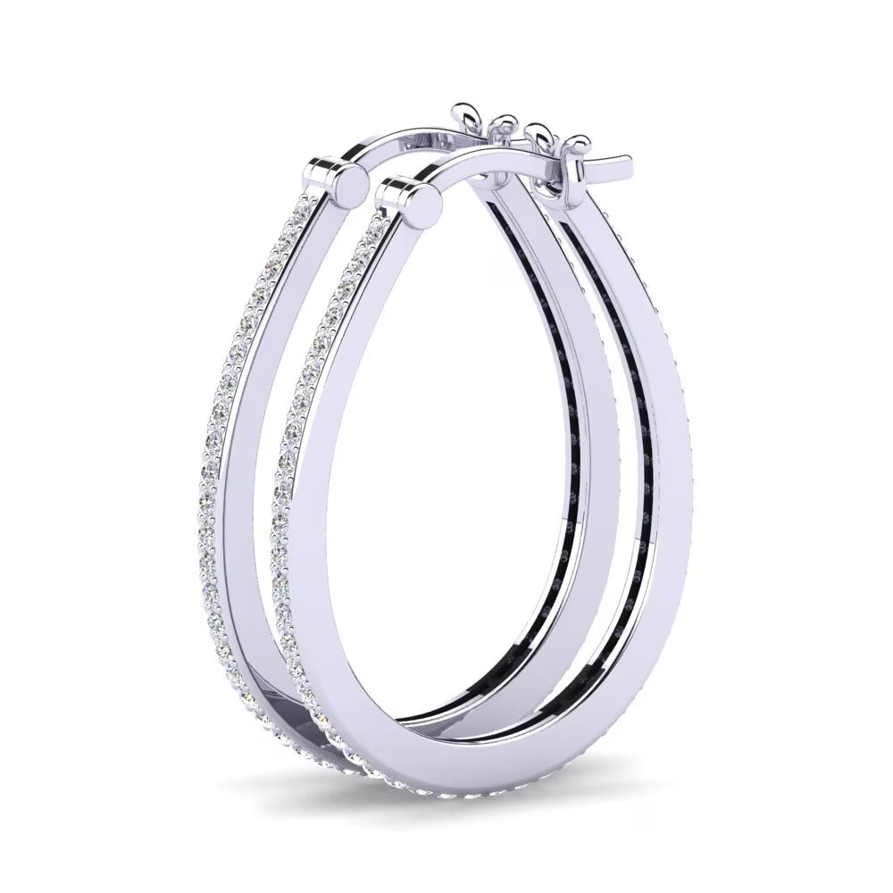 Moissanite Round Cut Pave Set Classic Hoop Earrings