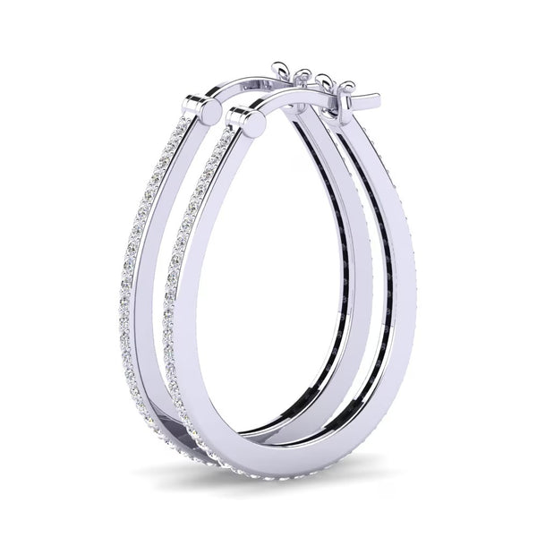 Moissanite Round Cut Pave Set Classic Hoop Earrings