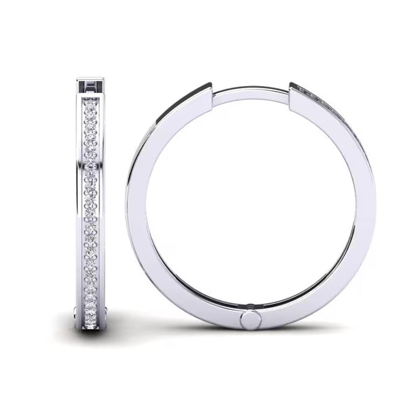 Round Cut Moissanite Pave Set Hoop Earrings
