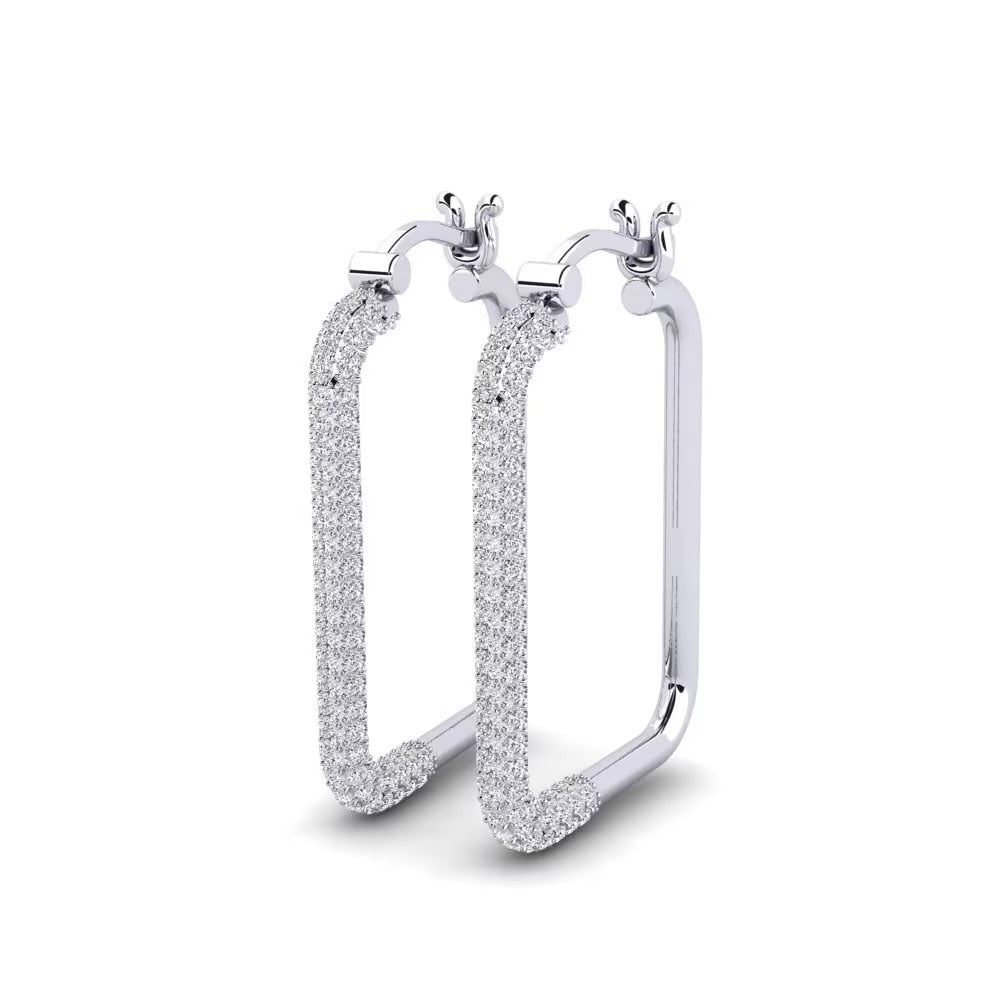 Round Cut Moissanite Pave Set Hoop Earrings For Anniversary Gift