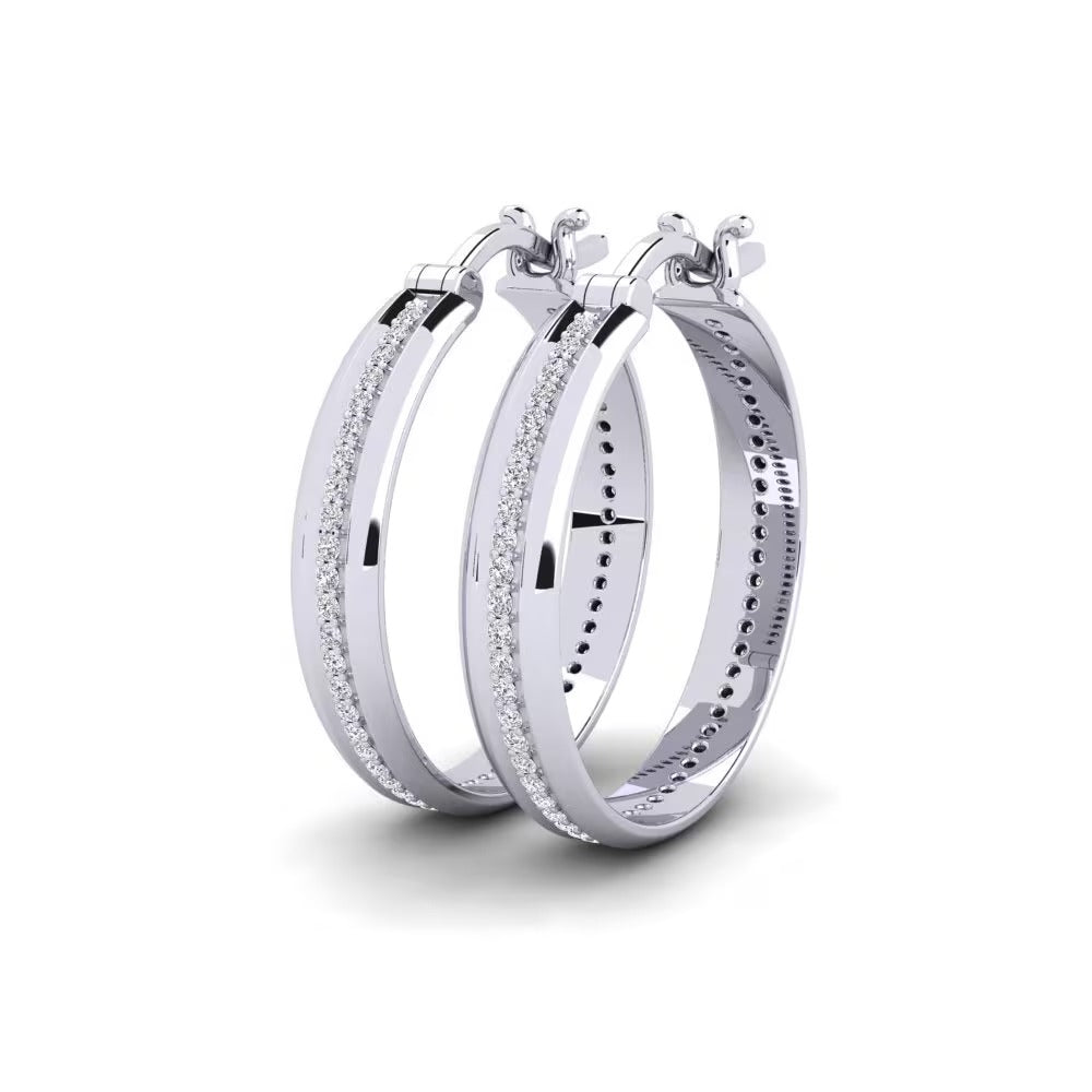 VVS1 Moissanite Round Cut Pave Set Hoop Earrings