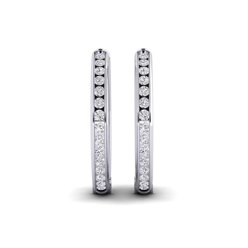 Moissanite Round Cut Pave Set Women's Hoop Earrings