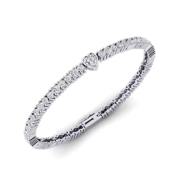 Heart & Round Cut Moissanite Classic Bracelet For Women's