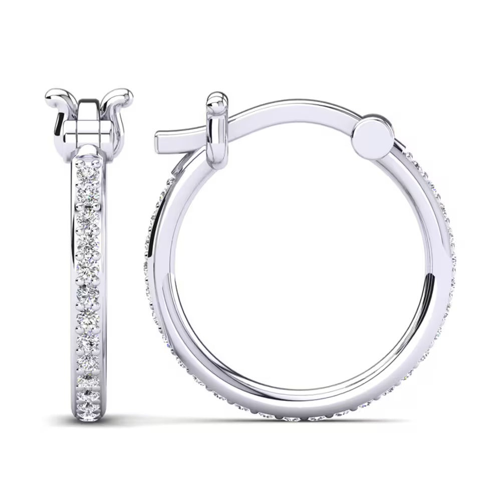 Women's Wear Round Cut Pave Set Moissanite Hoop Earrings
