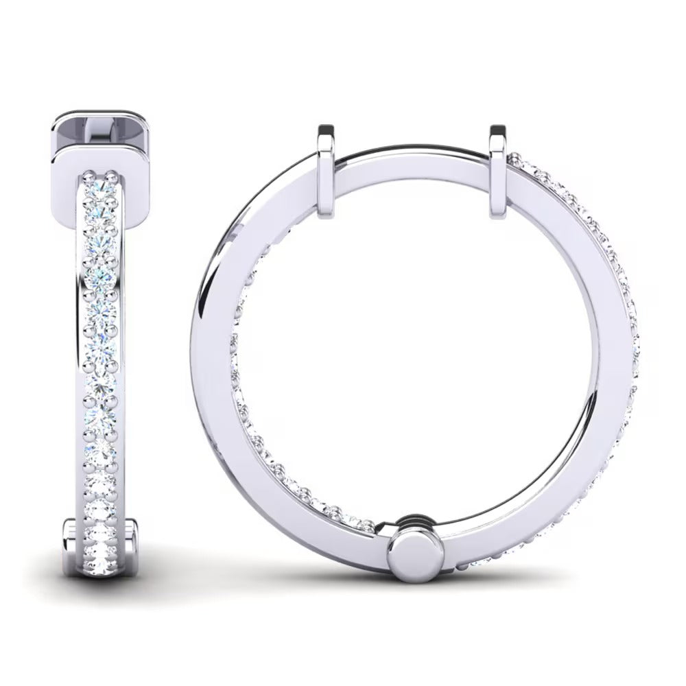 Round Cut Moissanite Hoop Earrings For Anniversary Gift