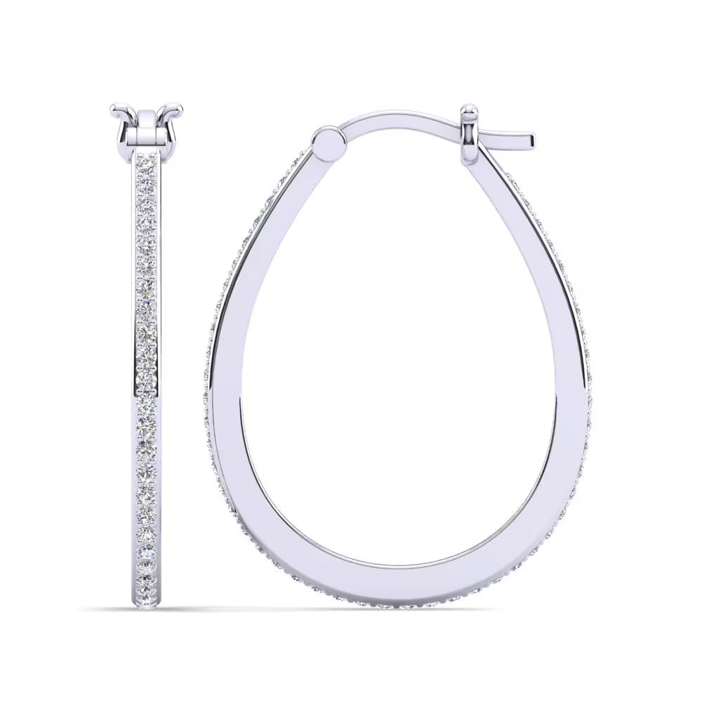 Moissanite Round Cut Pave Set Classic Hoop Earrings