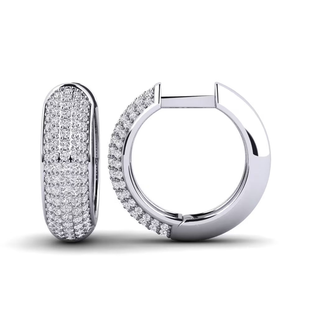 Round Cut Moissanite Micro Pave Set Hoop Earrings