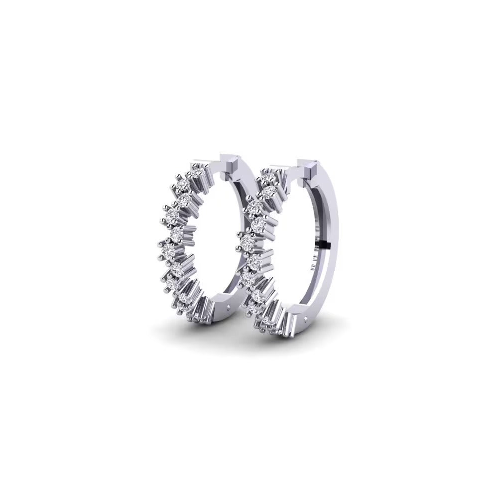 Round Cut Moissanite Classic Hoop Earrings For Anniversary Gift