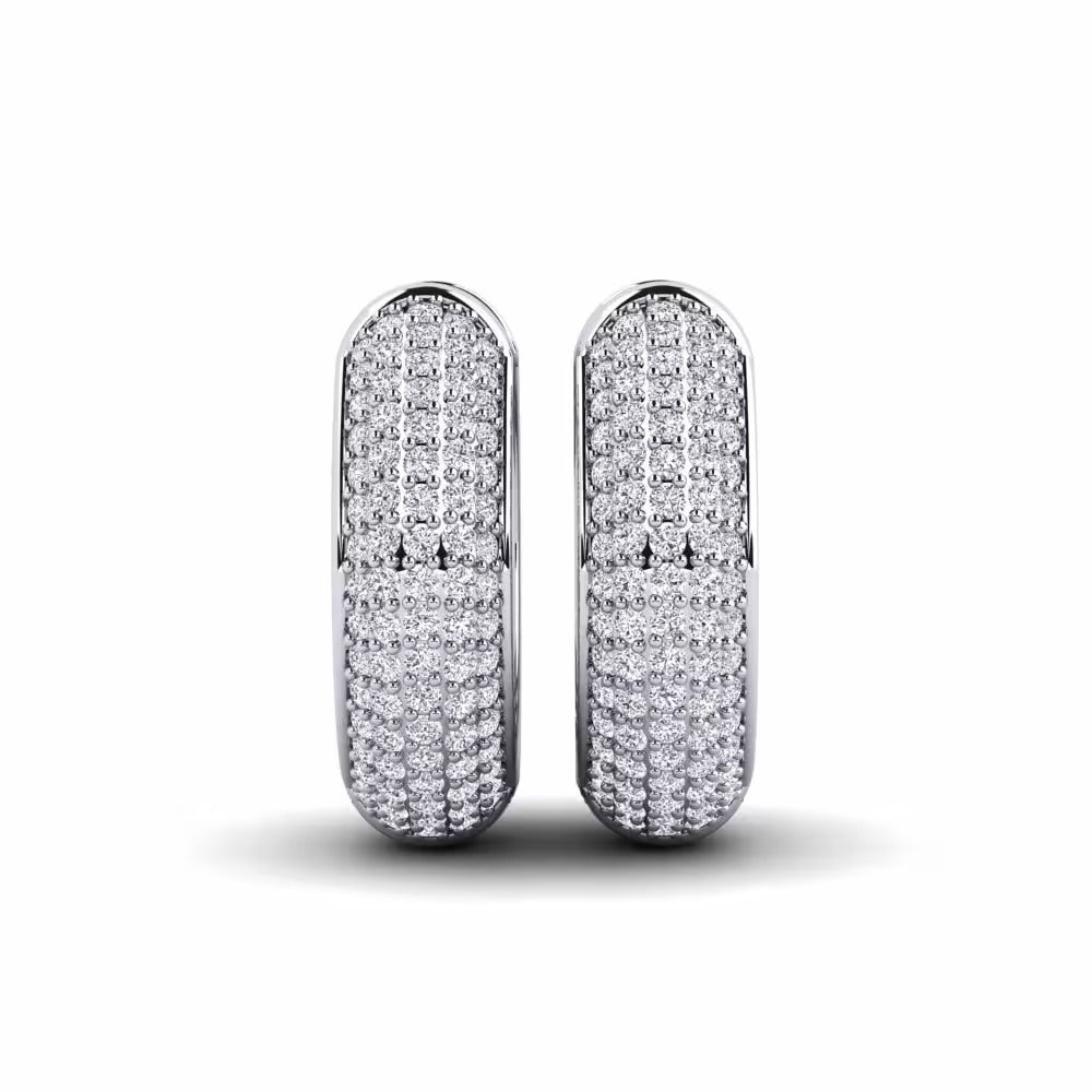 Round Cut Moissanite Micro Pave Set Hoop Earrings