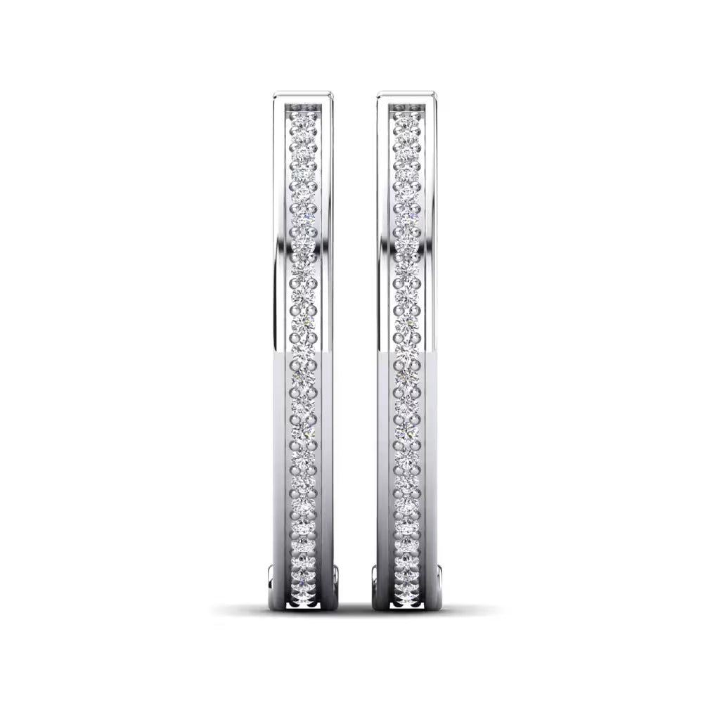 Round Cut Moissanite Pave Set Hoop Earrings
